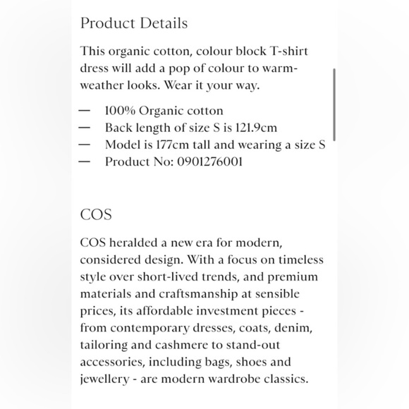 COS 100% Organic Cotton Color block dress size M - Picture 3 of 6